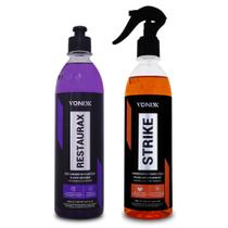 Kit Renovador de Plásticos Restaurax 500ml + Removedor de Piche e Cola Strike 500ml Vonixx Kit Renovador de Plásticos Restaurax 500ml + Removedor de Piche e Cola Strike 500ml Vonixx