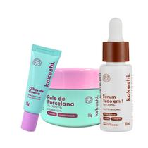 Kit Renovadores Kokeshi Creme Sérum Facial Pele de Porcelana Sérum Tudo em 1 Olhos de Gueixa Kit Renovadores Kokeshi Creme Sérum Facial Pele de Porcelana Sérum Tudo em 1 Olhos de Gueixa