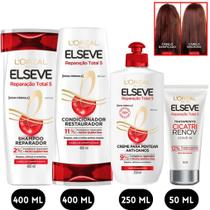 Kit Reparação Total 5 Elseve Loreal Paris Leave-In Cicatri Renov Creme Antifrizz Cabelos Danificados Kit Reparação Total 5 Elseve Loreal Paris Leave-In Cicatri Renov Creme Antifrizz Cabelos Danificados