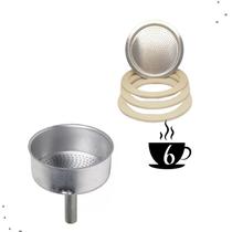 Kit Reparo Cafeteira Italiana 6 Xícaras Funil Filtro Borracha Kit Reparo Cafeteira Italiana 6 Xícaras Funil Filtro Borracha