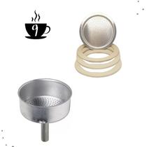 Kit Reparo Cafeteira Italiana 9 Xícaras Funil Filtro Borracha