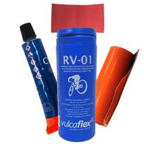 Kit Reparo Câmara de Ar Ciclismo Remendo 75x305mm Cola Lixa
