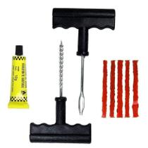 Kit Reparo De Pneu Macarrão Escareador - Cola - Aplicador de Reparo - 3 Remendos