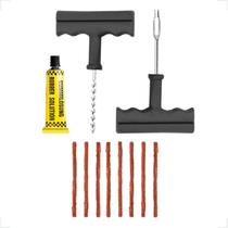 Kit Reparo de Pneu Sem Câmara C/Chaves + 5 Refil + Cola Carro e Moto