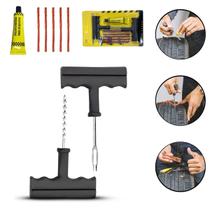 Kit Reparo de Pneus Emergencial Portátil Para Carros Motos Com 2 Manoplas 5 Tiras Adesivas e Cola Importway Kit Reparo de Pneus Emergencial Portátil Para Carros Motos Com 2 Manoplas 5 Tiras Adesivas e Cola Importway