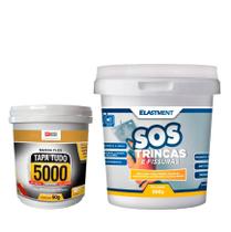 Kit Reparo Flexível Massa Tapa Tudo 5000 90g E SOS Trincas 800g Branco
