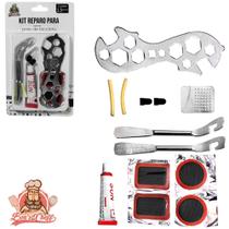 Kit reparo para pneu de bicicleta com chave bola / boca + cola e acessorios 13 pecas - Bons cheff Kit reparo para pneu de bicicleta com chave bola / boca + cola e acessorios 13 pecas - Bons cheff