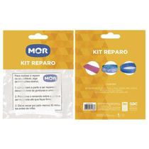Kit Reparo Piscina Mor - 3 Remendos PVC 10cmx7cm + 2 Canudos Desinflar + Cola PVC