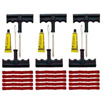 Kit Reparo Pneu 8 Profissional Remendo Sem Câmara Carros Motos 3 Peças