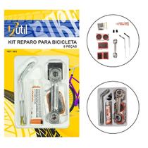 Kit Reparo Pneu de Bicicleta 8 Peças Ferramentas Conserto Profissional Bike Remendo Emergência