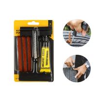 Kit Reparo Pneu Emergência Com Cola Agulha Escariadora Moto Carro Borracharia Portátil Completo