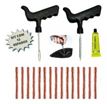 Kit Reparo Pneu Remendo Profissional Carro Moto +15 Macarrão