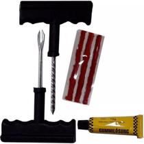 Kit Reparo Pneu Remendo Profissional Carro Moto + 3 Macarrão