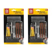 Kit Reparo Pneu Remendo Profissional Carro Moto + 3 Macarrão