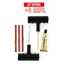 Kit Reparo Pneu sem Camara para Carro e Moto + 20 Refil Selante Macarrão Remendo