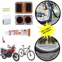Kit Reparo Remendo Para Câmara De Ar Pneu Bike Com Lixa Cola