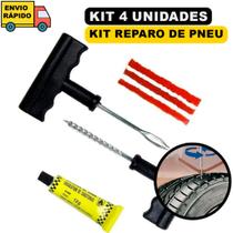 Kit Reparo Remendo Pneu Sem Camara Moto Carro Jogo Ferramentas Macarrão Cola Pneu