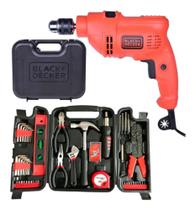 Kit Reparos Da Casa Furadeira 560w + Maleta De Ferramentas. 220V - Black+Decker