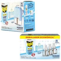 Kit Repelente Elétrico Raid Mais 4 Refis Espanta Mosquitos