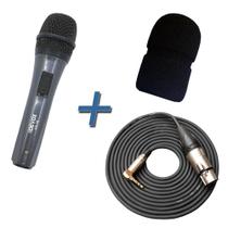 Kit Reportagem Microfone de Mão p/ Câmeras DSLR Cabo P2 Xlr 3m Espuma Alta - Rafatec / Devox