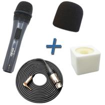 Kit Reportagem Microfone de Mão p/ Câmeras DSLR P2 Xlr 3m Canopla Espuma B