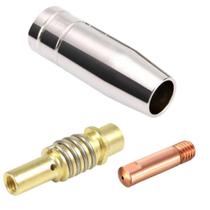 Kit Reposição para Tocha MIG 15ak: 1 Bocal 12mm Cromado + 1 Porta Bico / Difusor com Mola M6 + 1 Bico de Contato 1,2mm - Maqpoint