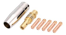 Kit Reposição para Tocha MIG 15ak: 1 Bocal 12mm Cromado + 1 Porta Bico / Difusor com Mola M6 + 5 Bicos de Contato 1,0mm Kit Reposição para Tocha MIG 15ak: 1 Bocal 12mm Cromado + 1 Porta Bico / Difusor com Mola M6 + 5 Bicos de Contato 1,0mm