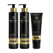 Kit Resgate 1 Shampoo 300ml 1 Condicionador 300ml 1 Máscara 250ml Bio Extratus