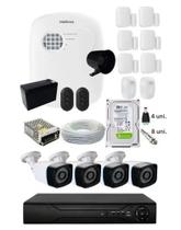 Kit Residencial 4 Câmeras Full Hd 3,6mm + Alarme Sem Fio Completo