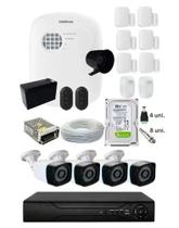 Kit Residencial 4 Câmeras Hd 3,6mm + Alarme Sem Fio Completo