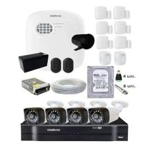 Kit Residencial 4 Câmeras Hd 3,6mm + Alarme Sem Fio Completo