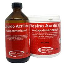 Kit Resina Acrílica Auto Pó Incolor 450g + Líquido 250ml Triunfo Kit Resina Acrílica Auto Pó Incolor 450g + Líquido 250ml Triunfo