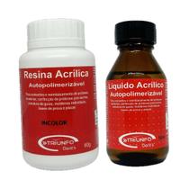 Kit Resina Acrílica Auto Pó Incolor 80g + Líquido 50ml Cola Triunfo