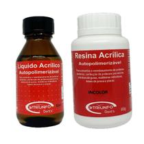 Kit Resina Acrílica Auto Pó Incolor 80g + Líquido 50ml Triunfo