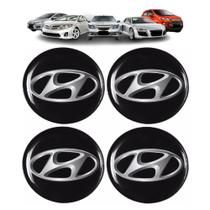 Kit resinado jogo 4 emblema de calota 48mm hyundai preto