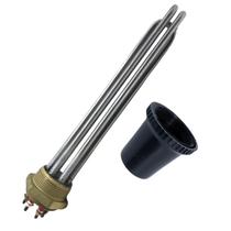 Kit Resistência Elétrica Rosca BSP 1.1/2'' 12KW 220/380V 30CM + Copo de Proteção Baquelite Preto Kit Resistência Elétrica Rosca BSP 1.1/2'' 12KW 220/380V 30CM + Copo de Proteção Baquelite Preto