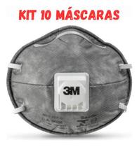 Kit Respirador 10 Unid 8023 Mascara 3m Carvão Ativado Concha