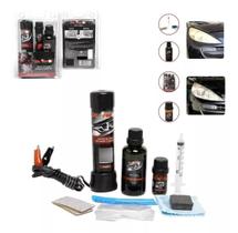 Kit Restaurador de Farol e lanternas Drfarol Polimero Verniz Uv Faça em ate 10 Farois profissional revitalizador limpa e recupera foscoamareladonovo