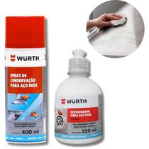 Kit Restaurador + Spray Para Limpar Conservar Proteger Aço Inox Wurth