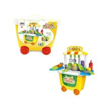 Kit Restaurante Mini Chef Faz De Conta Brinquedo Infantil 2 Em 1 Interativo Bancada De Cozinha Completa Comida Pia Com Rodas Baby Style Didático