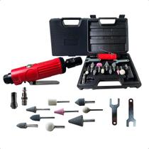 Kit Retífica Pneumática Feron 1/4 Pol Maleta Acessórios Polimento Desbaste Lixamento E Rebarbação