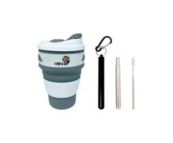 Kit Retrátil - Copo de Silicone + Canudo Chaveiro