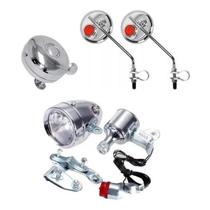 Kit Retrô Bicicleta Vintage Espelhos Farol Dínamo Campainha Kit Retrô Bicicleta Vintage Espelhos Farol Dínamo Campainha