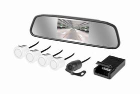 Kit retrovisor + camera de re + sensor de estacionamento kx3 branco