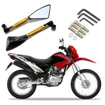 Kit Retrovisor Esportivo Triangular R08 para Moto Honda NXR 125 BROS ES 2002 - 2015 2016 2017 2018 2019 2020 2021