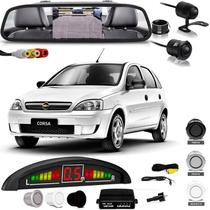 Kit Retrovisor Lcd Camera Sensor De Estacionamento Chevrolet Corsa