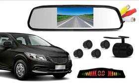 Kit Retrovisor Lcd Camera Sensor De Estacionamento Chevrolet Prisma