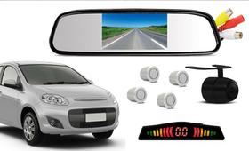 Kit Retrovisor Lcd Camera Sensor De Estacionamento Fiat Palio