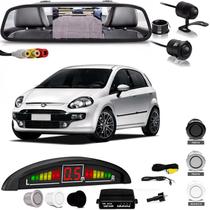Kit Retrovisor Lcd Camera Sensor De Estacionamento Fiat Punto