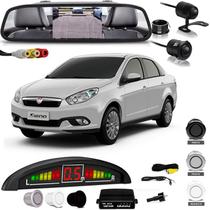 Kit Retrovisor Lcd Camera Sensor De Estacionamento Fiat Siena